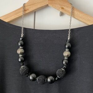 Black and Silver Beaded Necklace